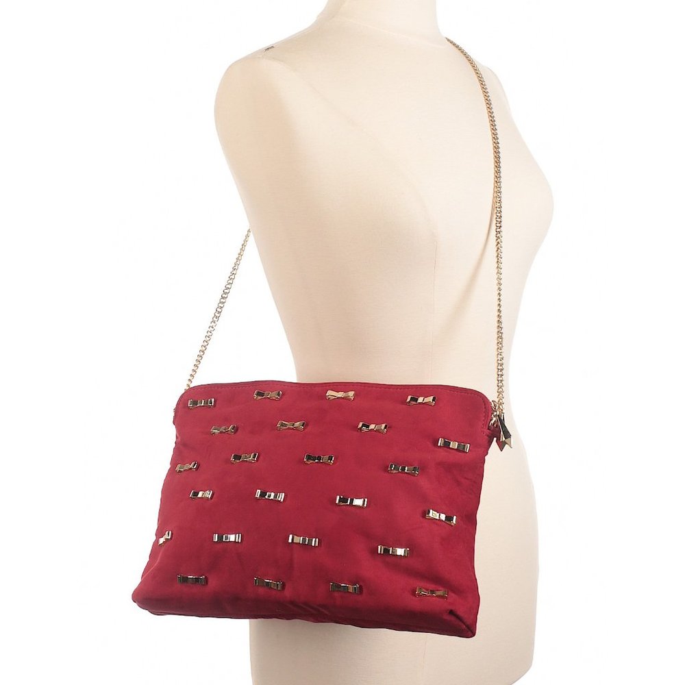Zara Red Faux Suede Crossbody Or Shoulder Bag